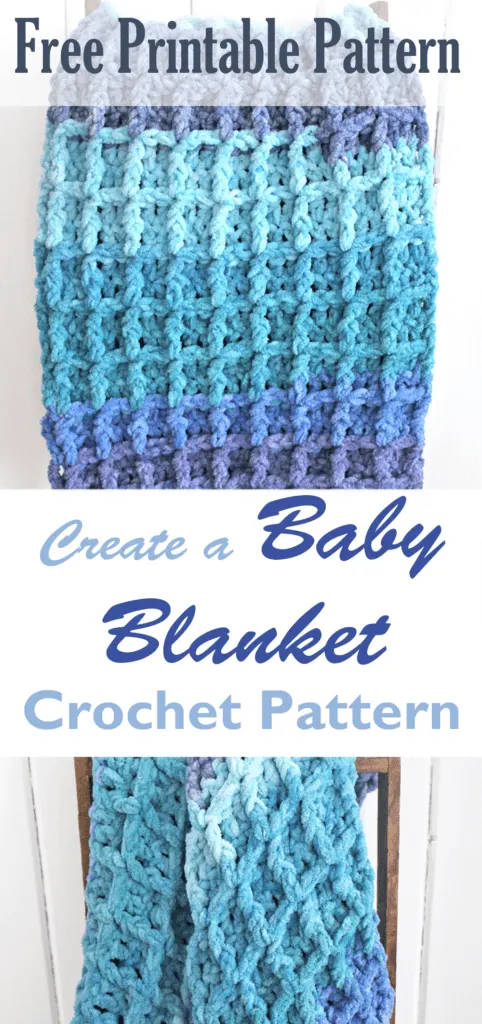 Try this ombre waffle chunky crochet baby blanket pattern. This easy pattern uses basic stitches to make this textured box.