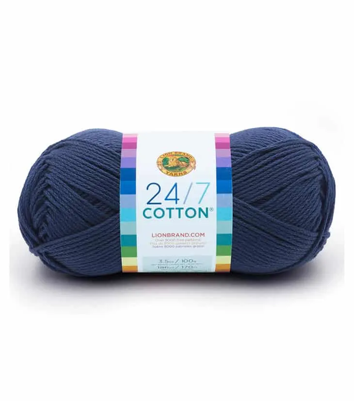 Lion Brand 24-7 cotton yarn in navy