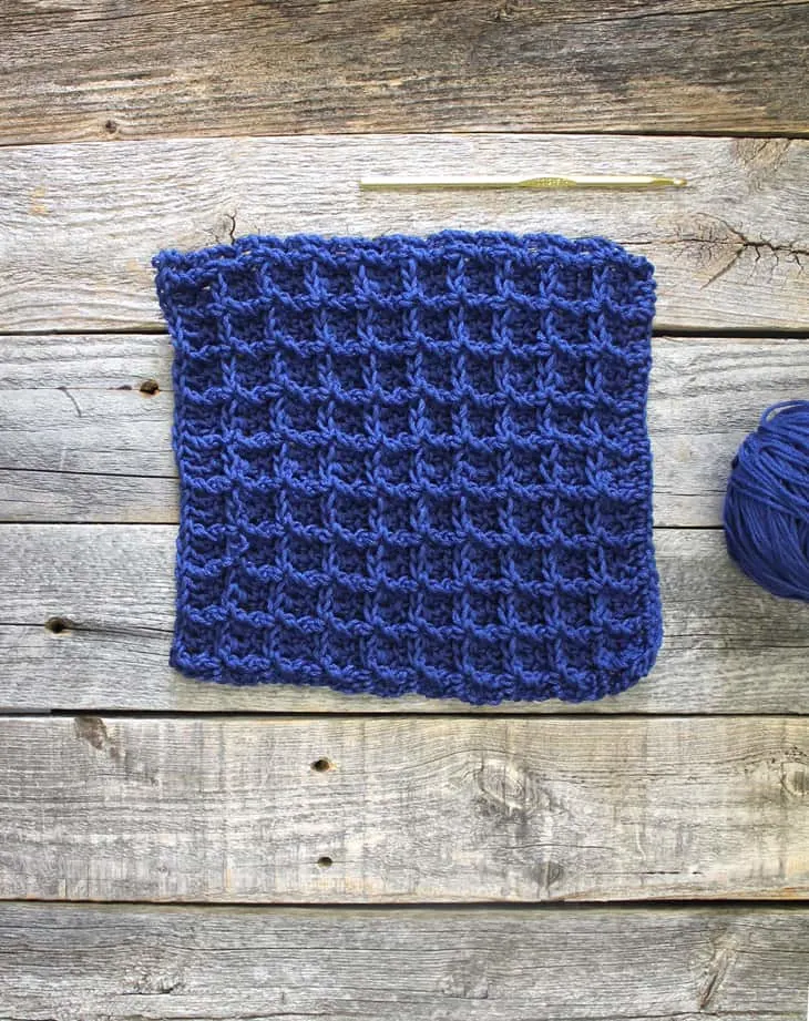 Try this easy waffle stitch cotton dishcloth pattern. There is a free printable PDF available. amorecraftylife.com