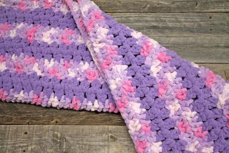 Try this easy crochet baby blanket pattern. There is a free printable PDF available. There are lots of other free blanket patterns available on amorecraftylife.com