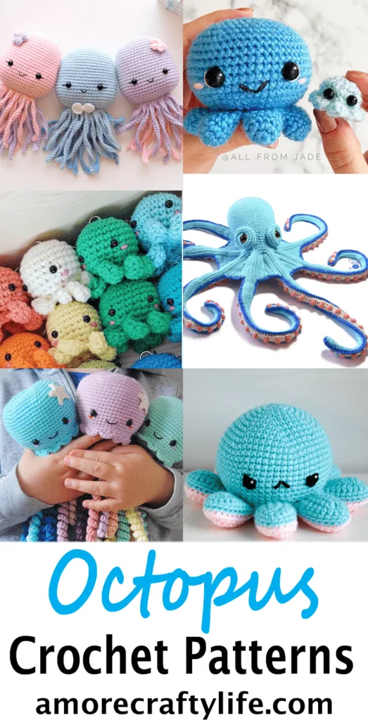 Make a cute crochet octopus. This adorable stuffed animal would make a cute baby gift. 