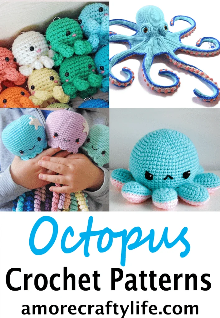 Make a cute crochet octopus. This adorable stuffed animal would make a cute baby gift.