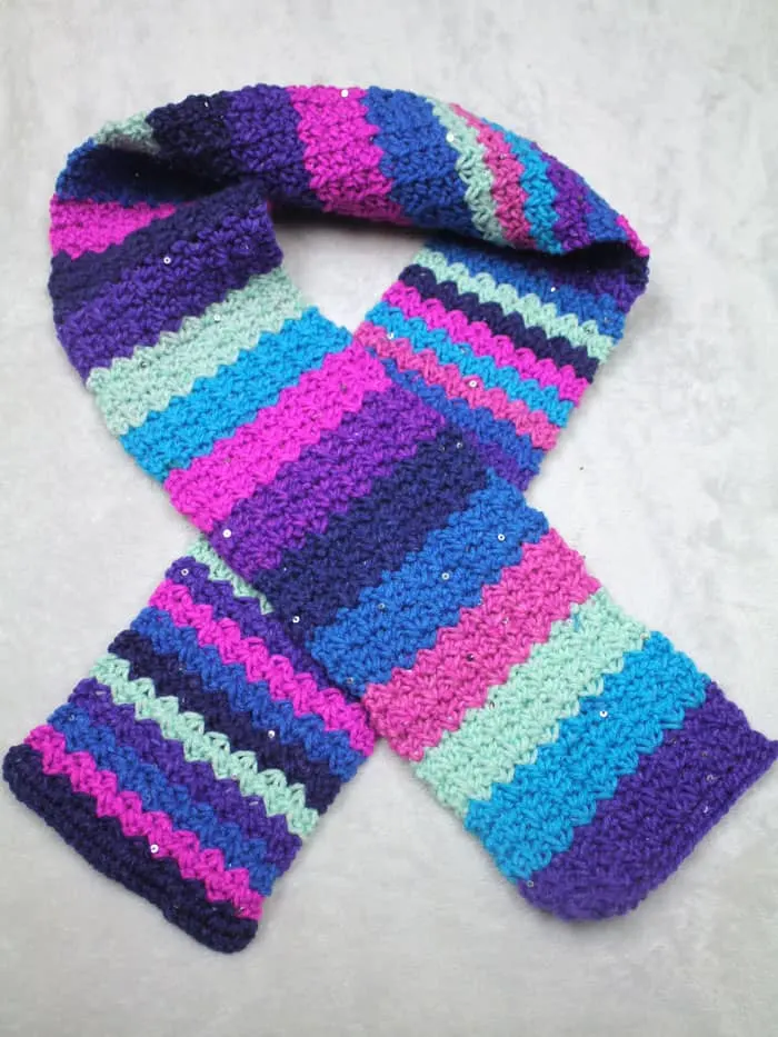 Make an easy striped children's scarf crochet pattern - child scarf- Crochet Pattern Free PDF- printable pdf - amorecraftylife.com Lion Brand Mandala Yarn Crochet Patterns