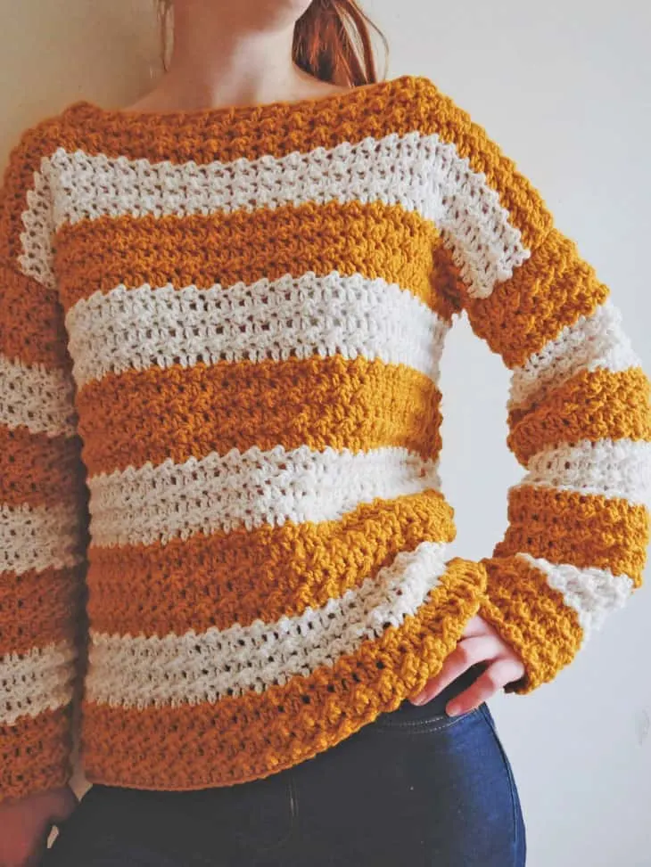 Make a striped Fall crochet sweater pattern.