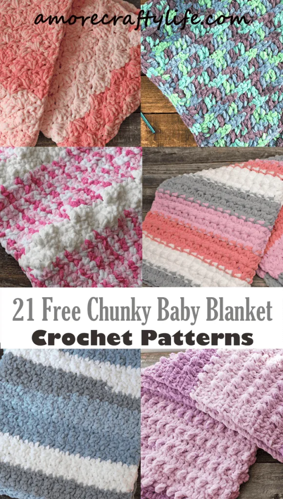 Make a chunky crochet baby blanket pattern. Free PDFs available.