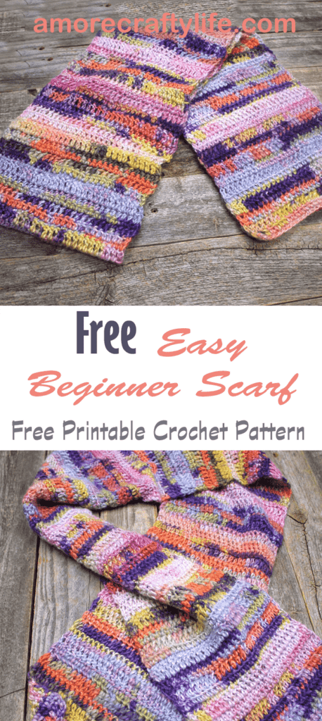 Learn how to make a basic beginner scarf with this easy crochet pattern. This colorful pattern uses basic stitches to make a fun scarf.