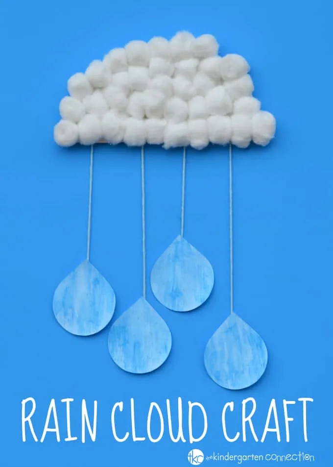 cotton ball rain cloud craft