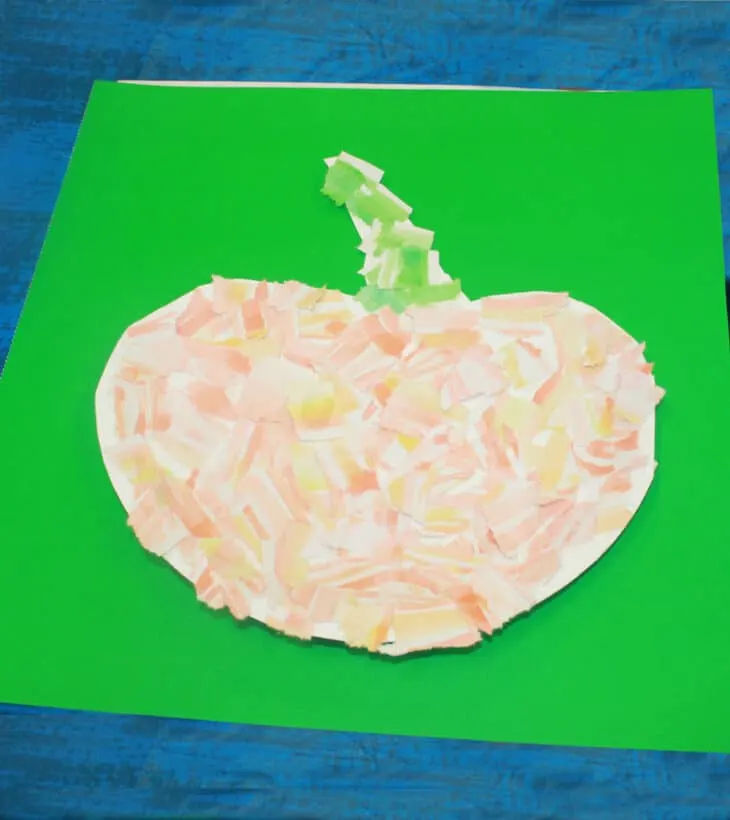 Make a fun torn paper pumpkin craft for kids