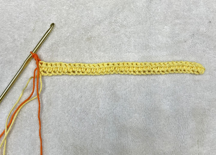 Row of half double crochet for step 2