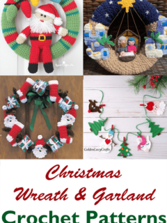 crochet Christmas wreath patterns - winter - home decor- amorecraftylife.com #crochet #crochetpattern #diy #christmas