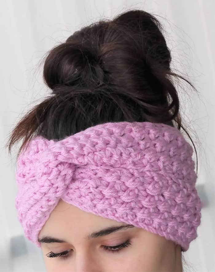 Try this turban style ear warmer crochet pattern. This chunky pattern will keep your ear warm.