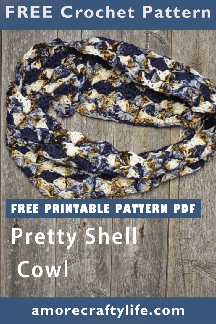 Make this pretty shell cowl crochet pattern. Look good and keep warm this winter with a free cowl crochet pattern.