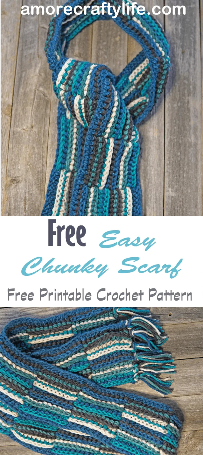 Try this free woven lines chunky scarf crochet pattern. This pattern is made using easy stitches.