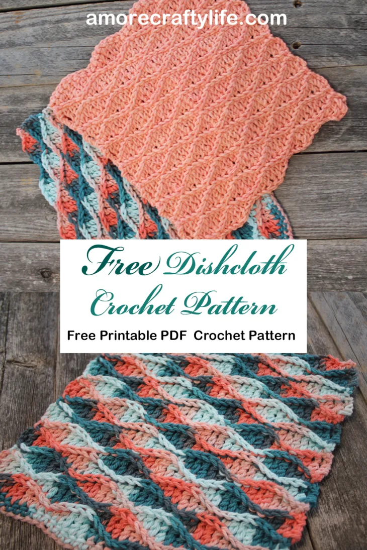 Try this raised wave dishcloth pattern. This pattern uses a repeat of basic stitches to make this eye-catching pattern. There is a free printable PDF available.