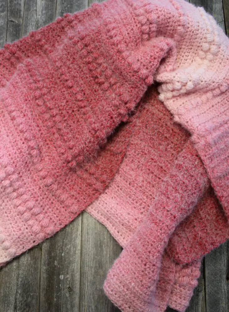 Try this pretty textured ombre throw pattern. There is a free PDF available.