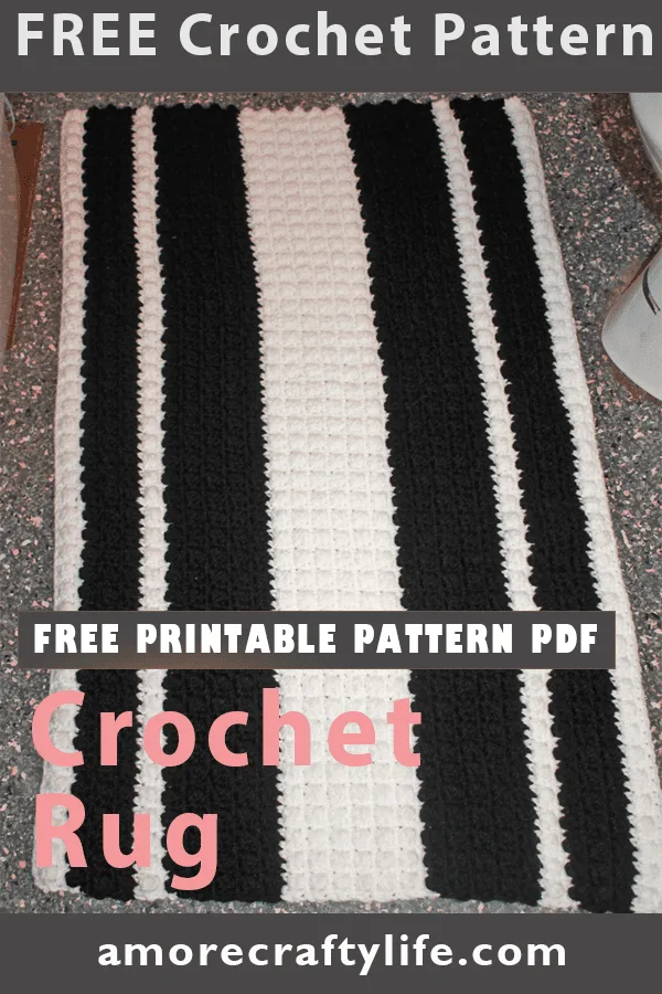 Learn how to make an easy crochet rug. This crochet pattern makes a quick striped rug.