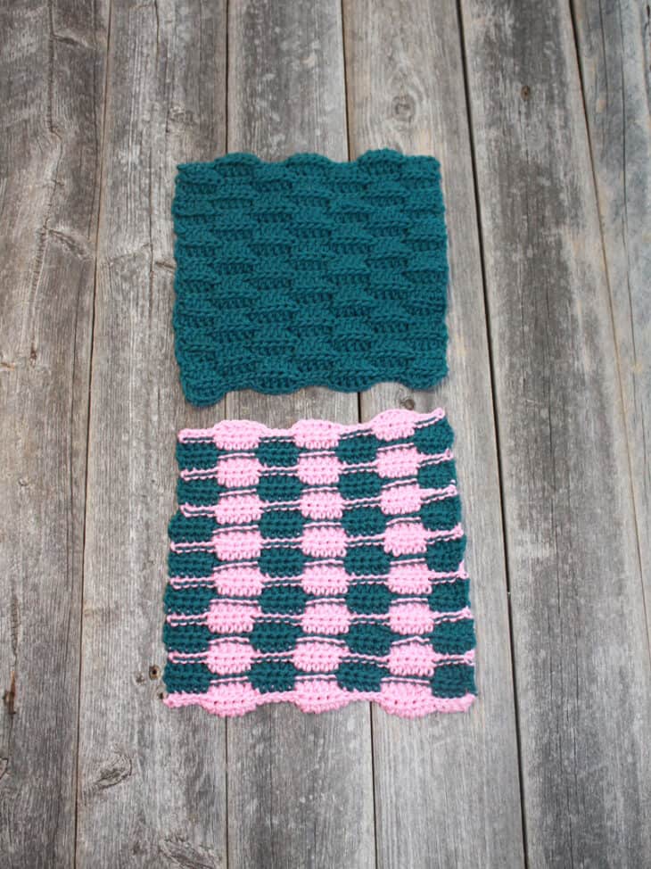 Try this modern wave stitch crochet washcloth pattern. There is a free PDF to print.