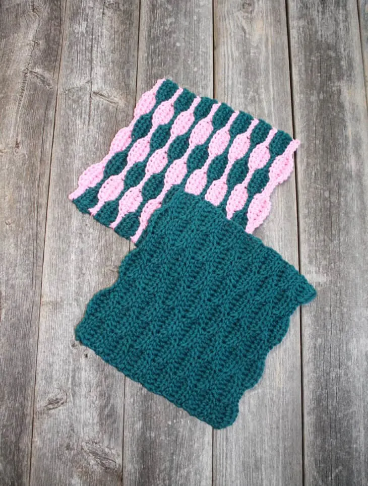 Try this modern wave stitch crochet washcloth pattern. There is a free PDF to print.