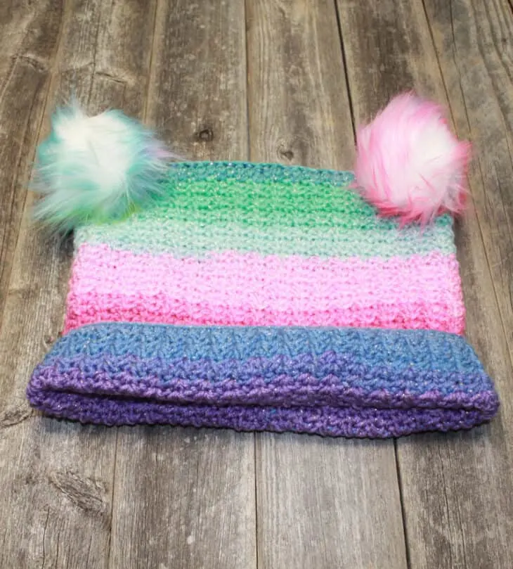 Try this easy sack hat crochet pattern. Make a rectangle and turn it into a hat.