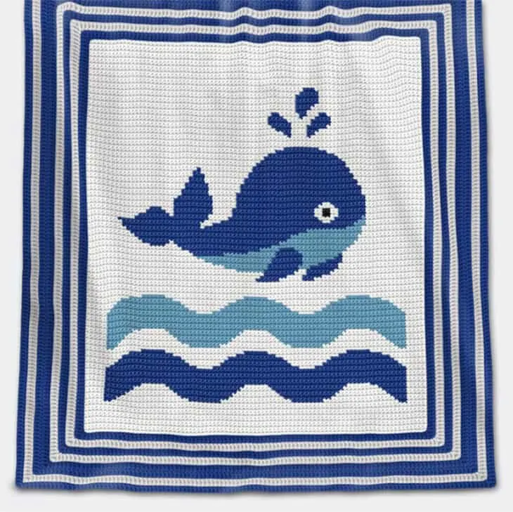 Make you own cute whale crochet baby blanket with is adorable pattern.