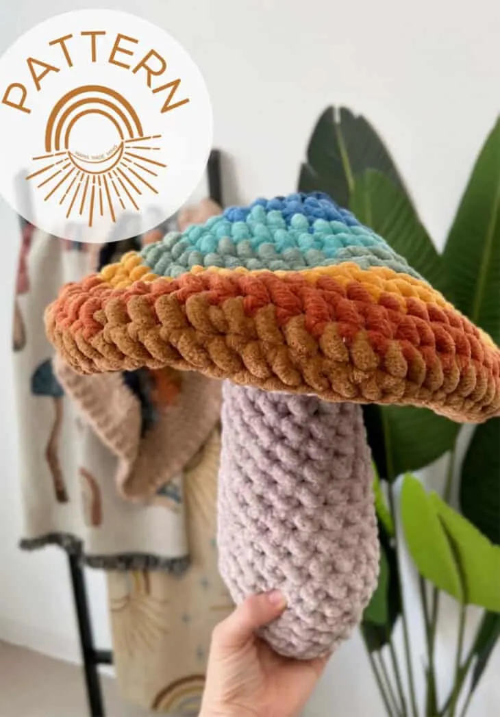 Try this giant mushroom pillow crochet pattern.