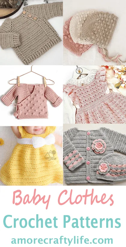 Try making your own adorable baby clothes crochet patterns. There are hats, rompers, dresses, and more.