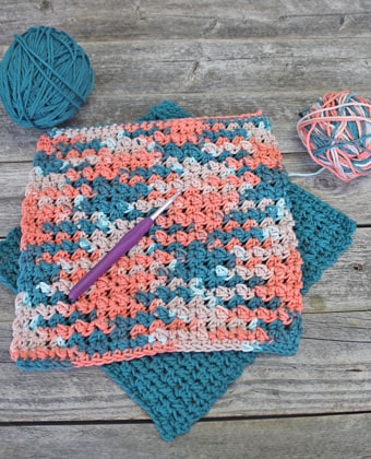 Try the Mayberry stitch tutorial with this crochet dishcloth pattern. This easy pattern is great for beginners.