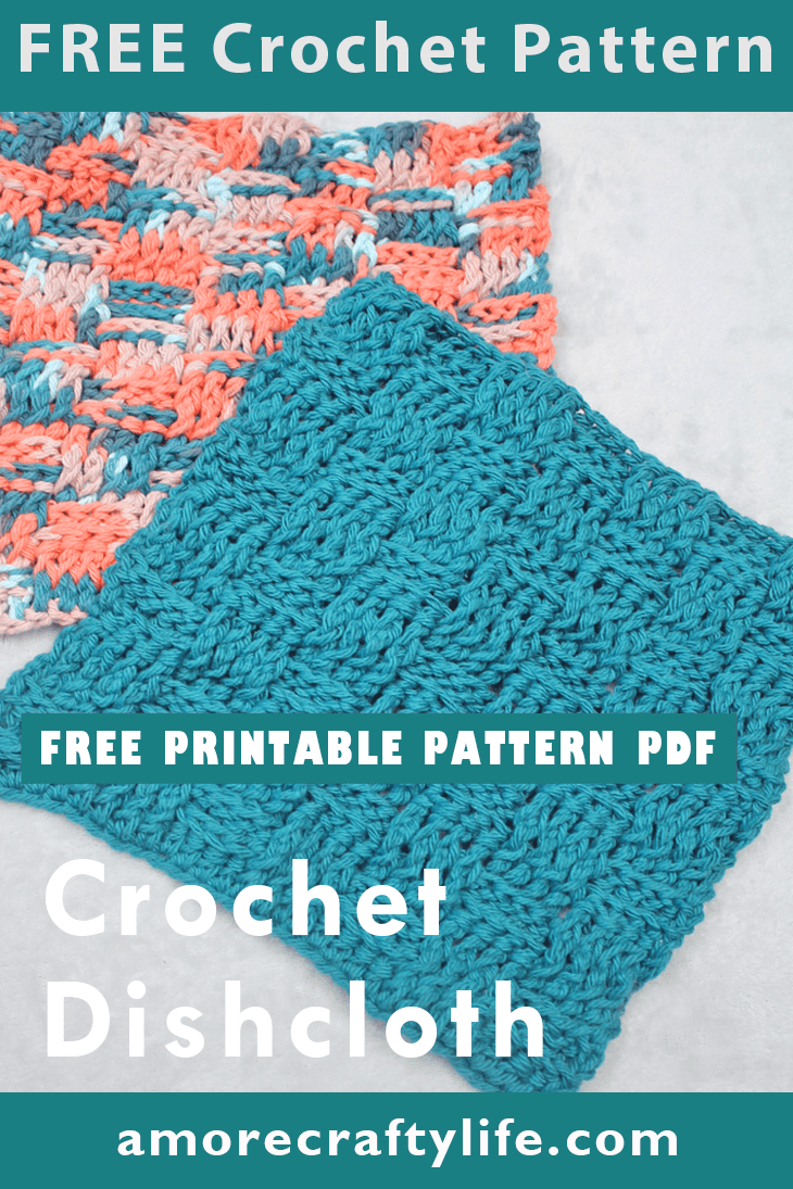 Basketweave Stitch Crochet Tutorial to Make - Cotton Dishcloth Pattern - A  More Crafty Life, image size:730x1095