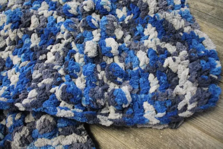 Try this quick and easy chenille crochet baby blanket pattern. There is a free printable PDF available.