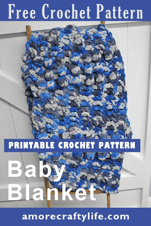 Try this quick and easy chenille crochet baby blanket pattern. There is a free printable PDF available.