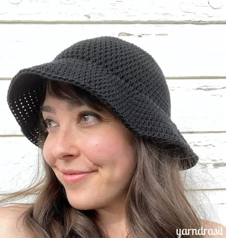Try this easy beginner crochet bucket hat pattern. There is a video too.