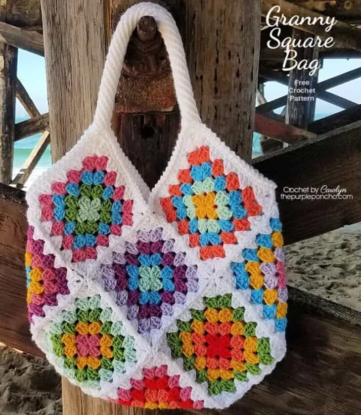 Make a colorful granny square tote bag.