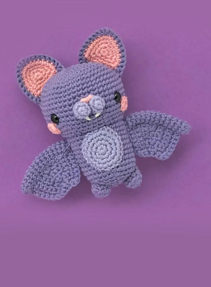 Make a cute bat with a free crochet pattern using cotton yarn.