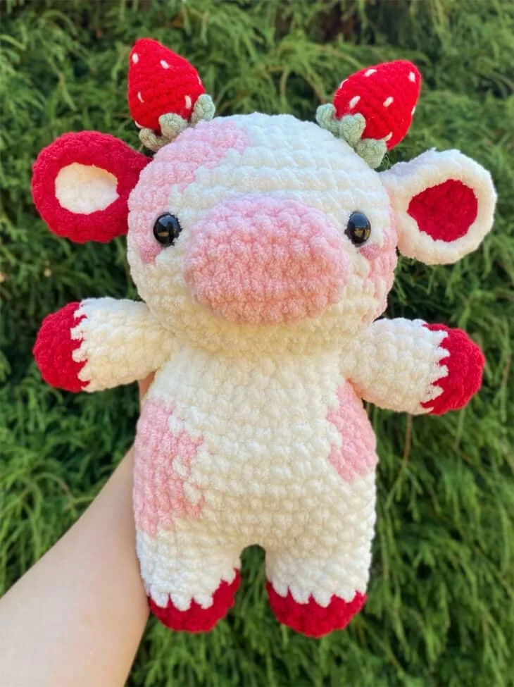 Make your own adorable crochet strawberry cow with this pattern.