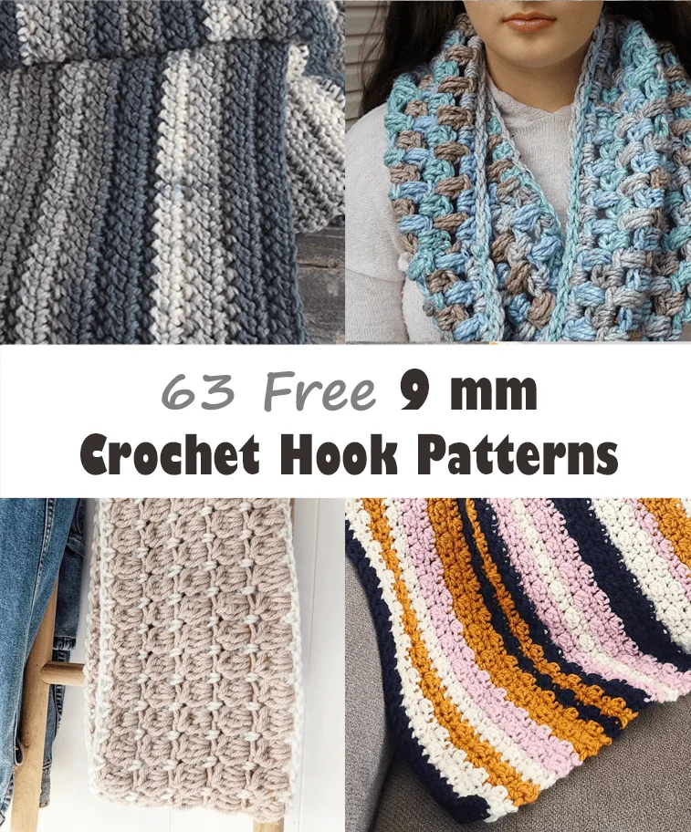 Make some of these free crochet pattern using a 9 mm crochet hook.