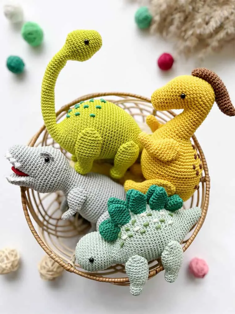 Make some cute dinos from this 4 crochet pattern bundle.