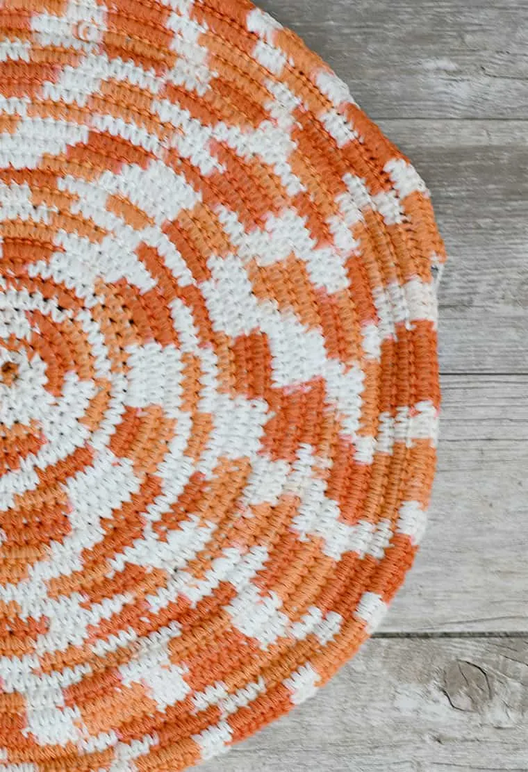 cotton and rope crochet rug.