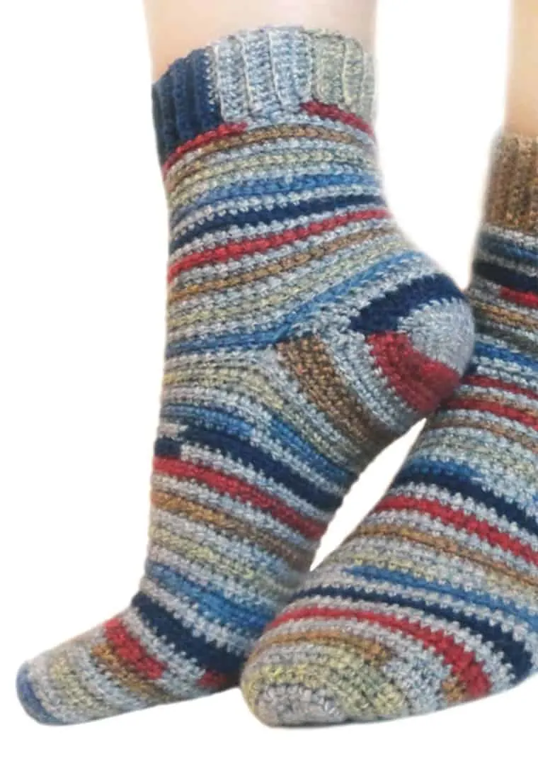 colorful adjustable quick crochet sock pattern
