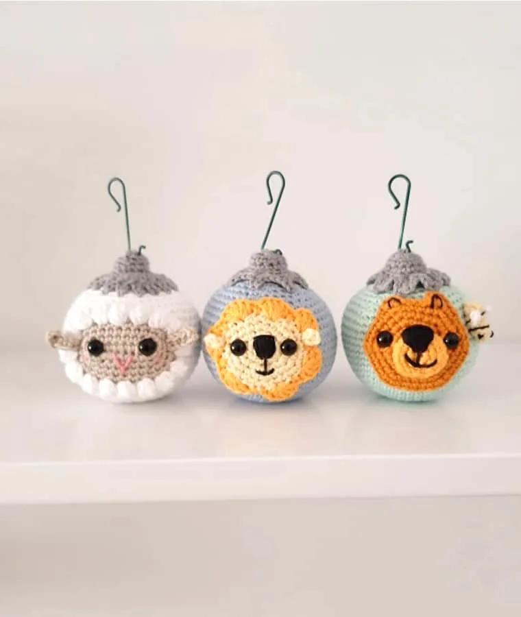 3 animal crochet Christmas ornaments