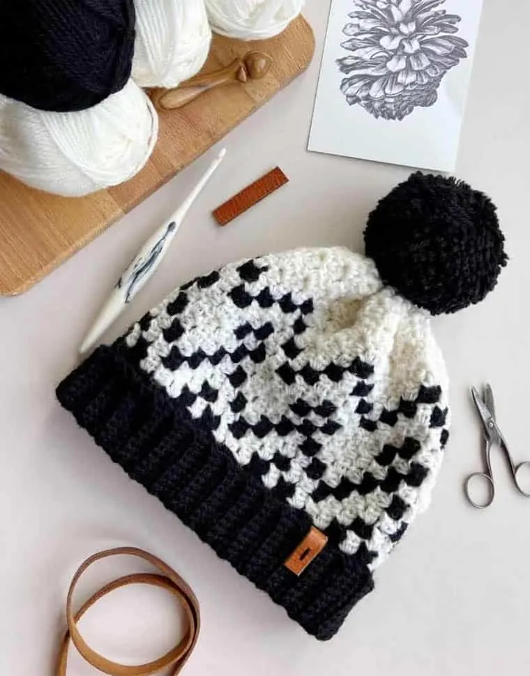 C2C crochet hat pattern free pattern using worsted weight yarn