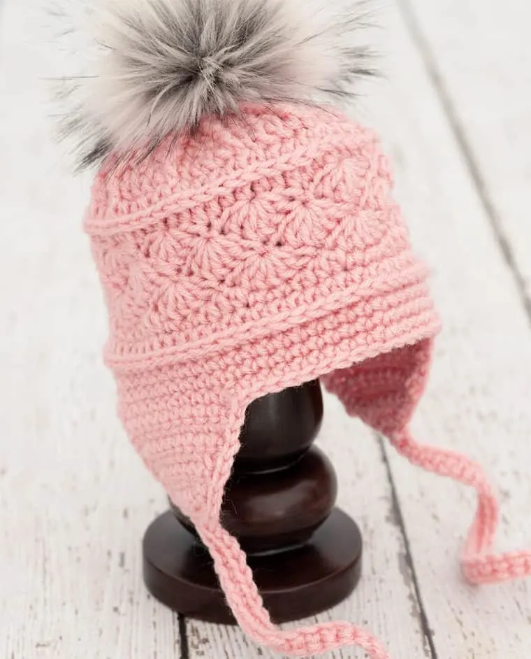 crocheted ear flap hat