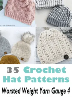 crochet hat patterns with worsted weight yarn gauge 4