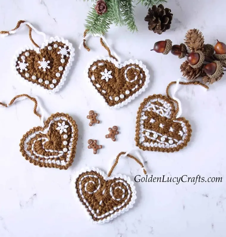 gingerbread cookie heart Christmas ornaments