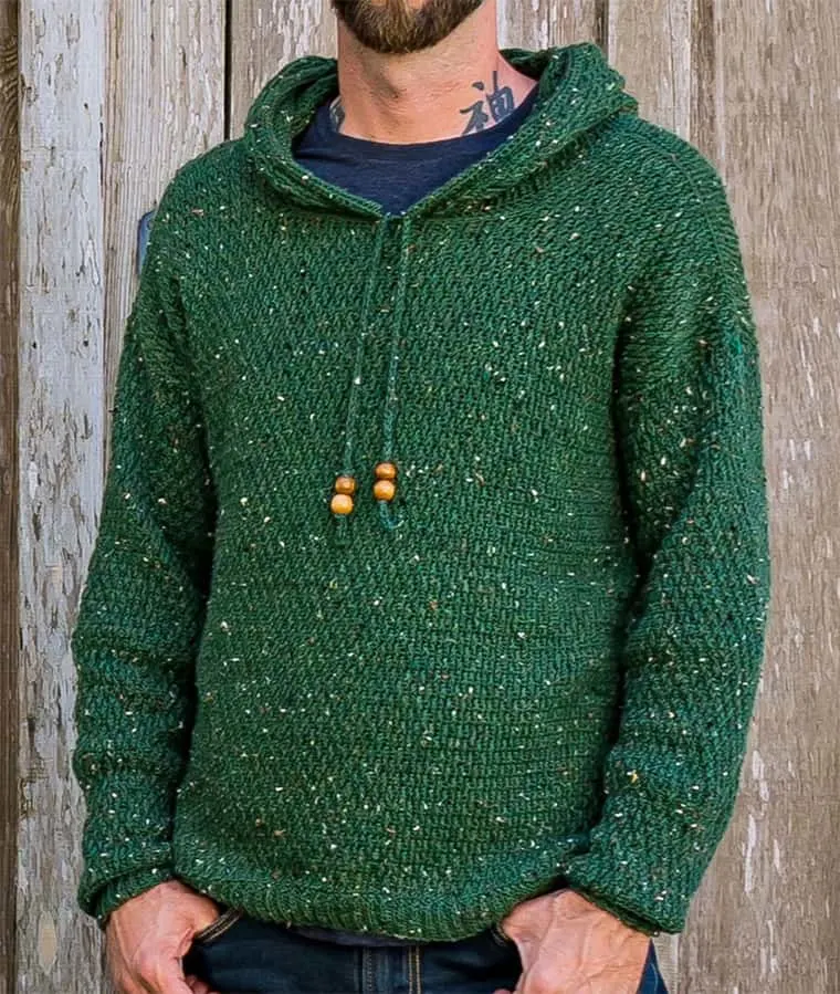 men's crochet hoodie sweater pattern
