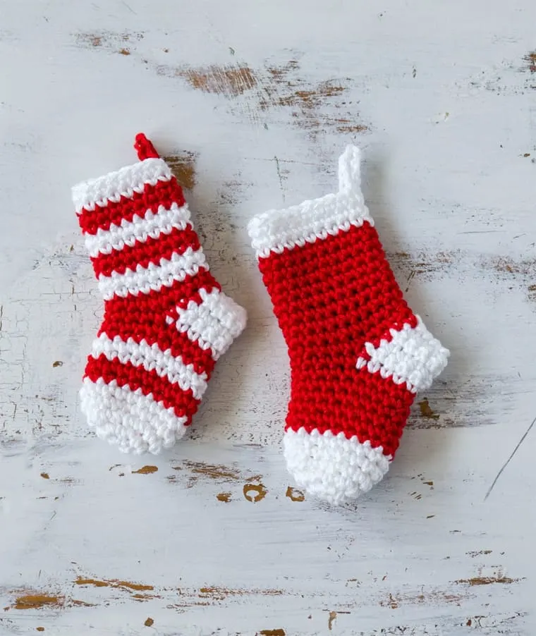 mini crochet stocking pattern for Christmas ornaments