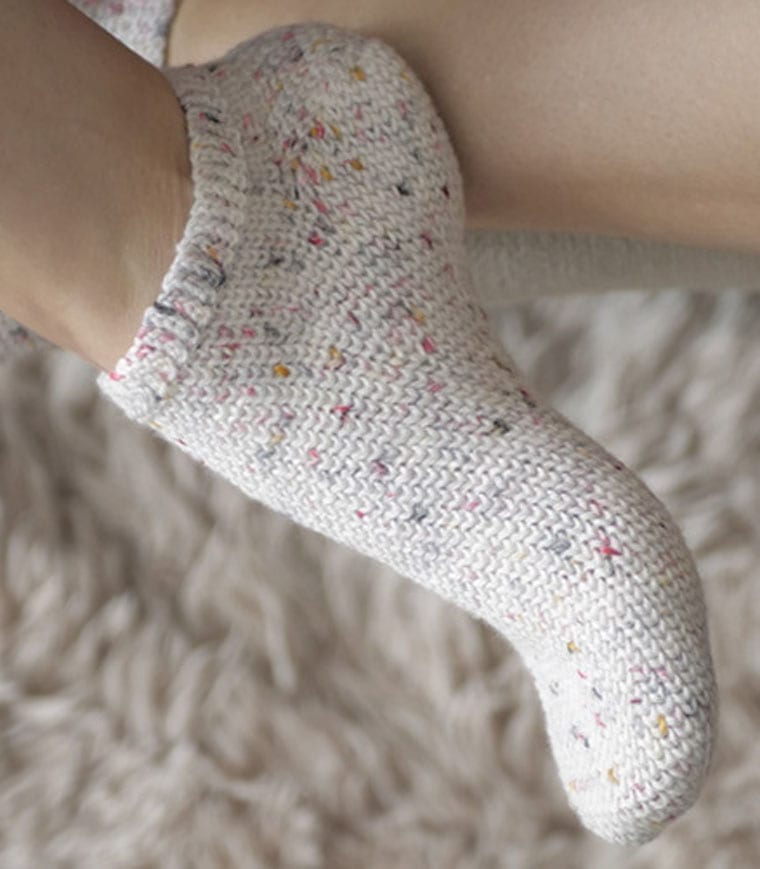 white with flecks of color crochet sock photo for pattern