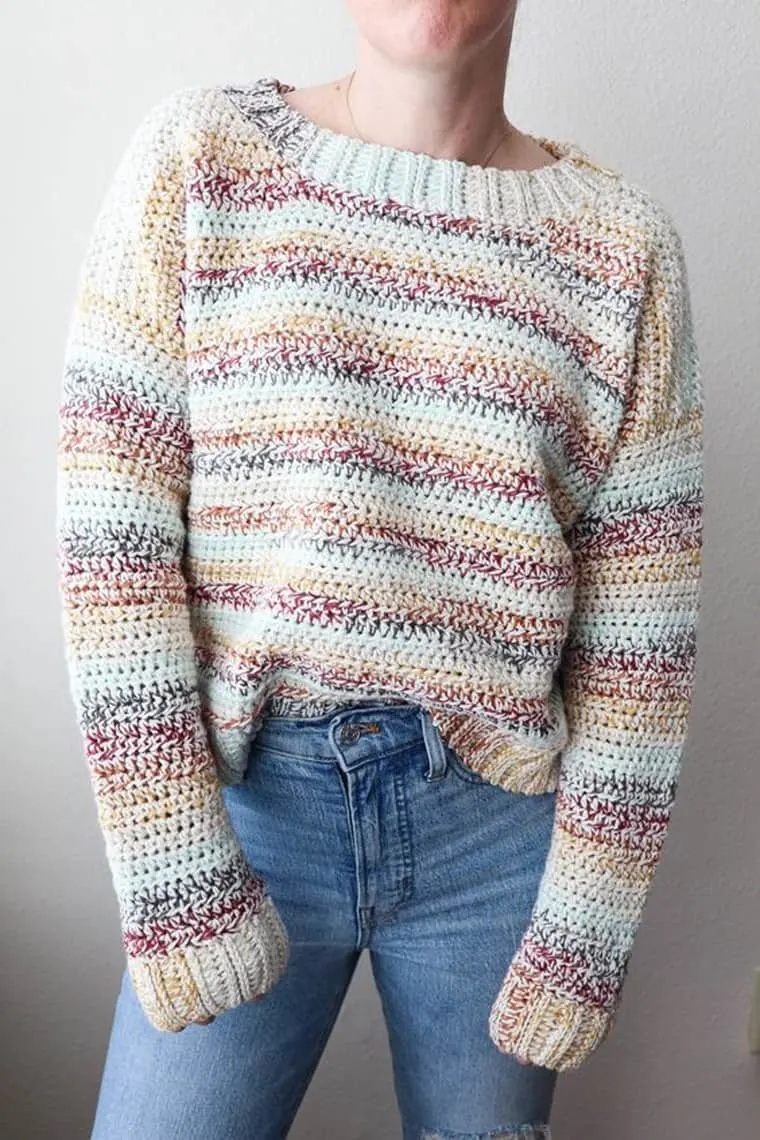 beginner striped pullover sweater pattern