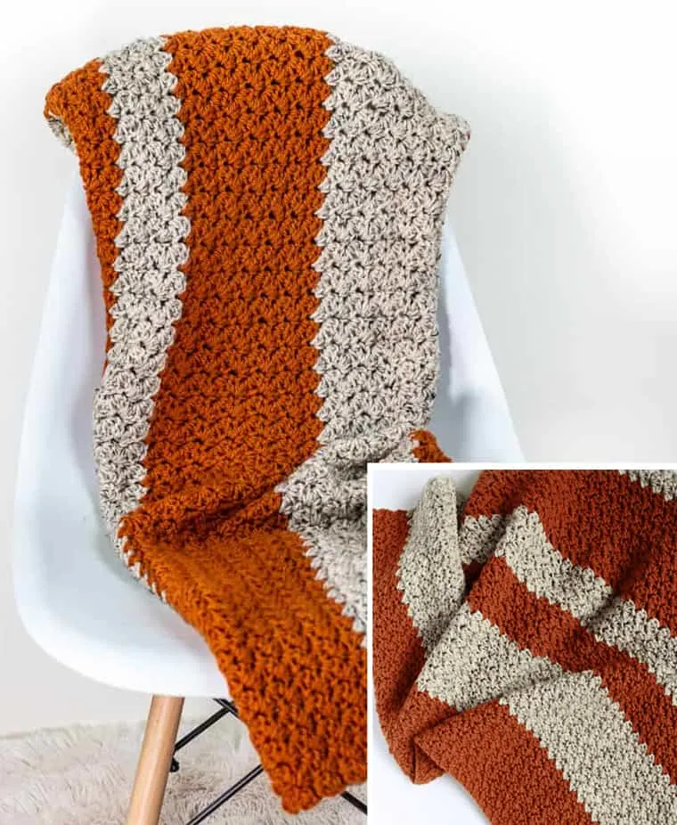 wide stripe fall crochet blanket pattern