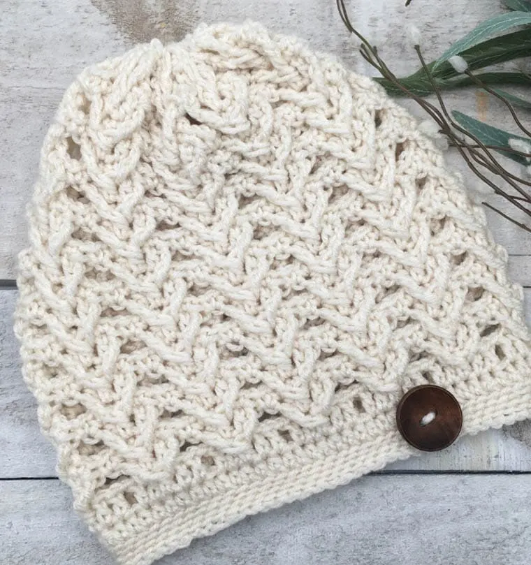 crochet hat pattern with worsted weight yarn.