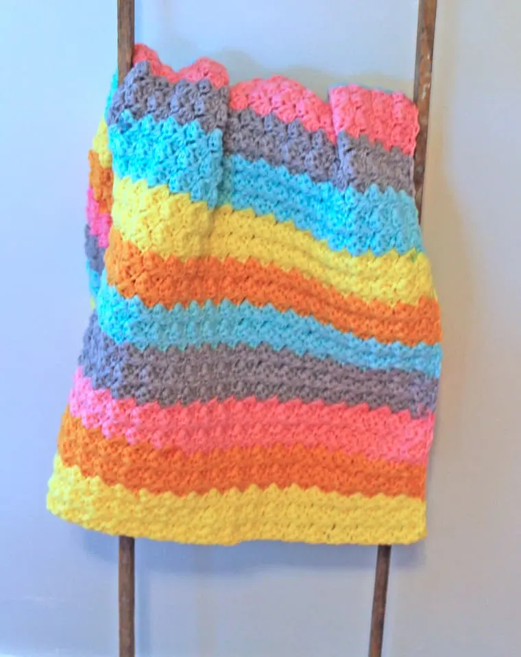 colorful stripe baby blanket crochet pattern